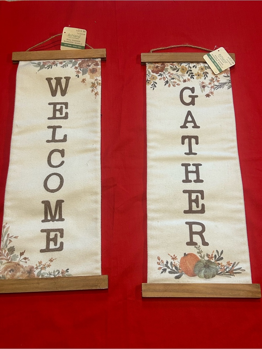 Ashland Cream & Brown 'Welcome' and 'Gather' Autumn Banner Pair